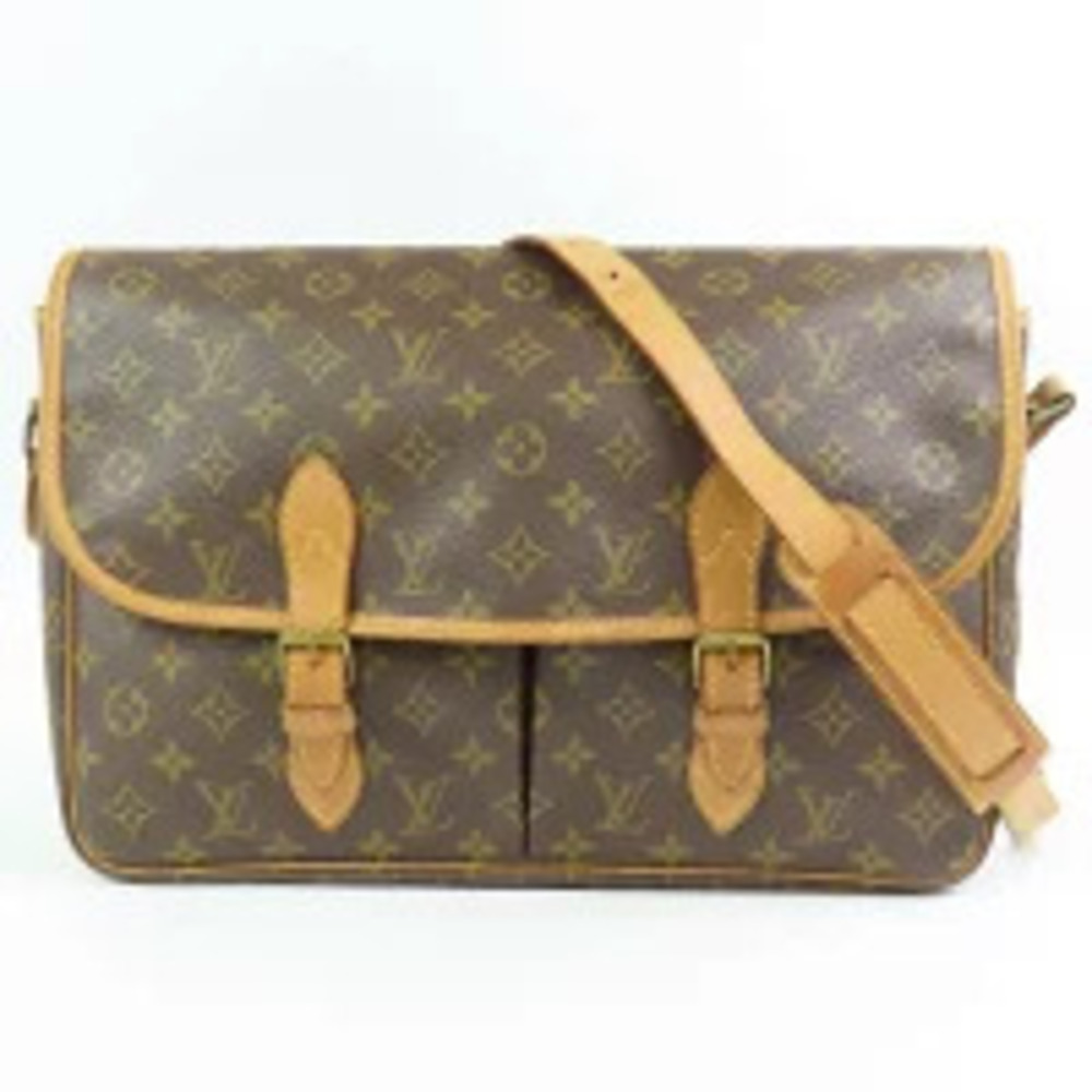 Louis Vuitton Gibeciere Shoulder Bag Pad Monogram Leather Brown